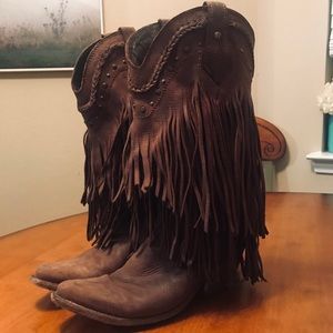 Liberty Black Fringe Boots size 7.5